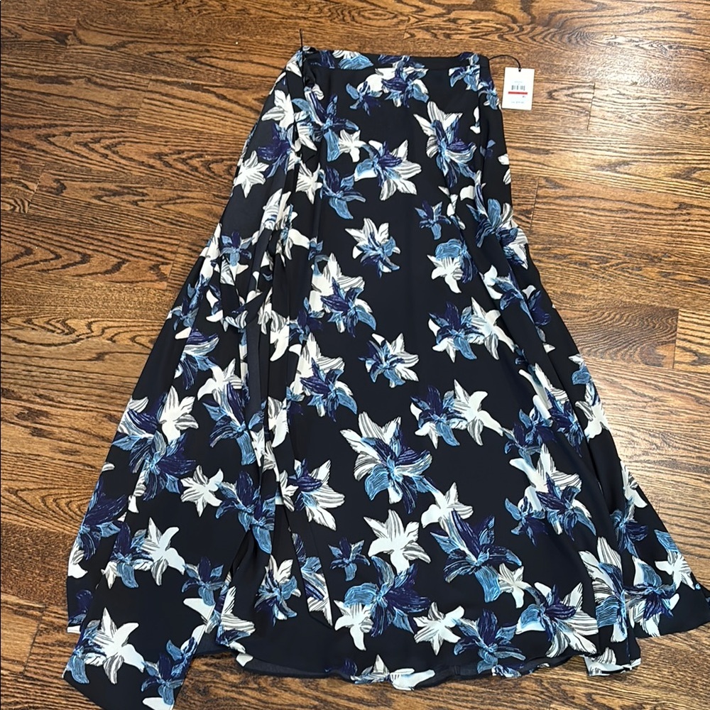 Ivanka Trump White and Blue Asymmetrical Maxi Skirt